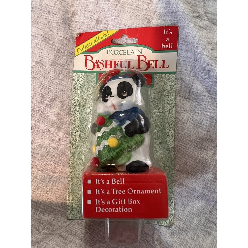 Tattle Tails Handcrafted Bells Porcelain Ornaments Giftco‎ Vintage 3" panda